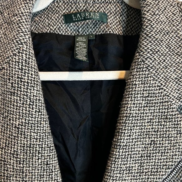 Ralph Lauren Checkered Wool Mini Coat Moto Zip - Picture 5 of 6